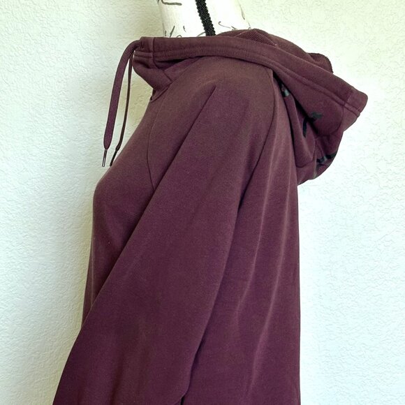 Maroon Nike Dri-Fit Athletic Oversized Hoodie Long Length Pockets Women's XS EUC - Picture 6 of 12